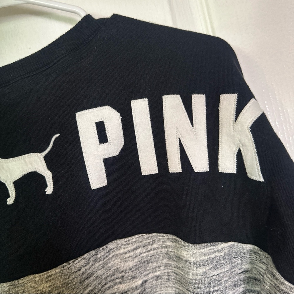Victoria's Secret PINK Black and Gray Sweatshirt oversized XS - Picture 5 of 13